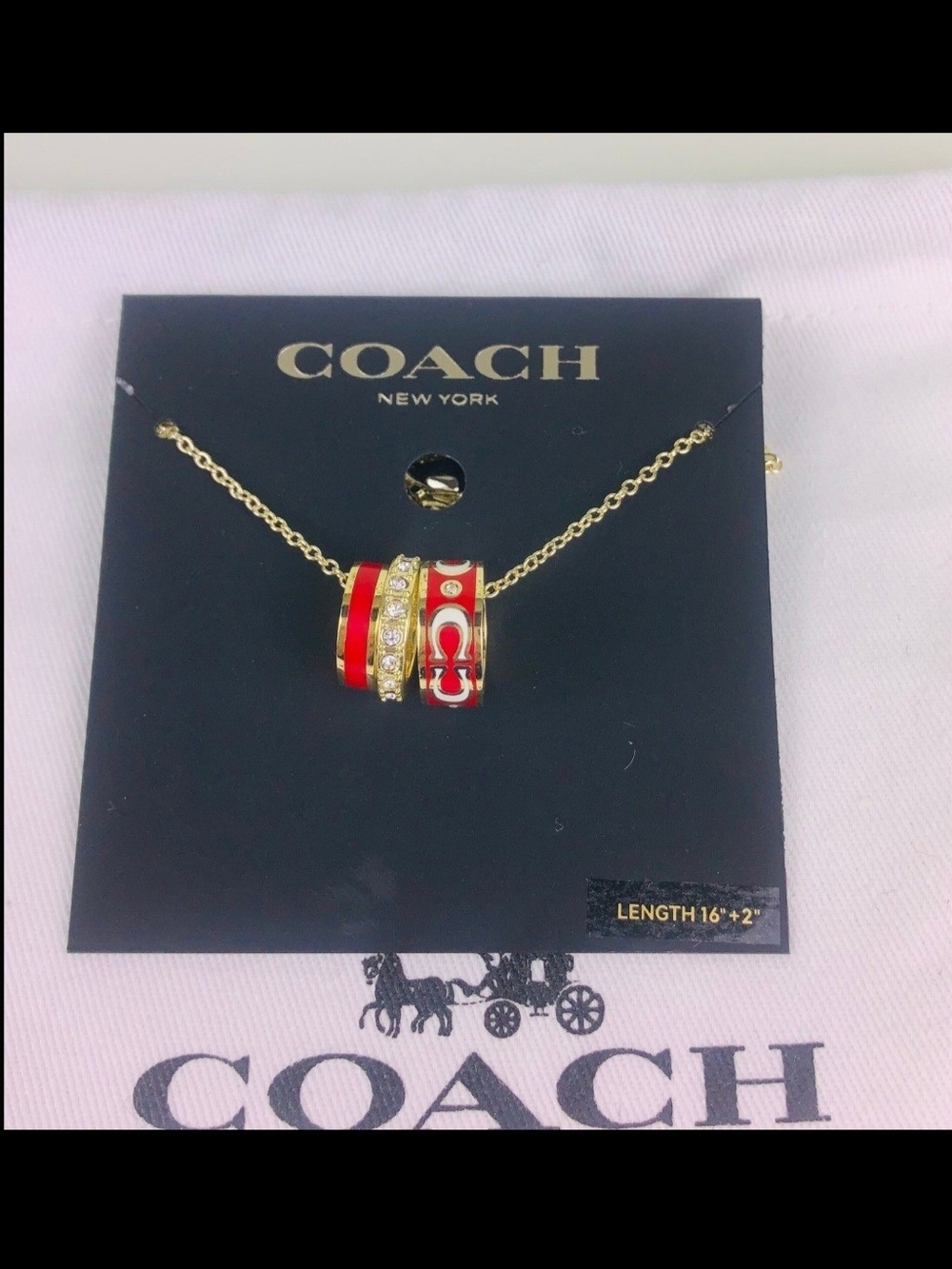 Coach Signature Enamel Rondell Necklace With 3 Rings